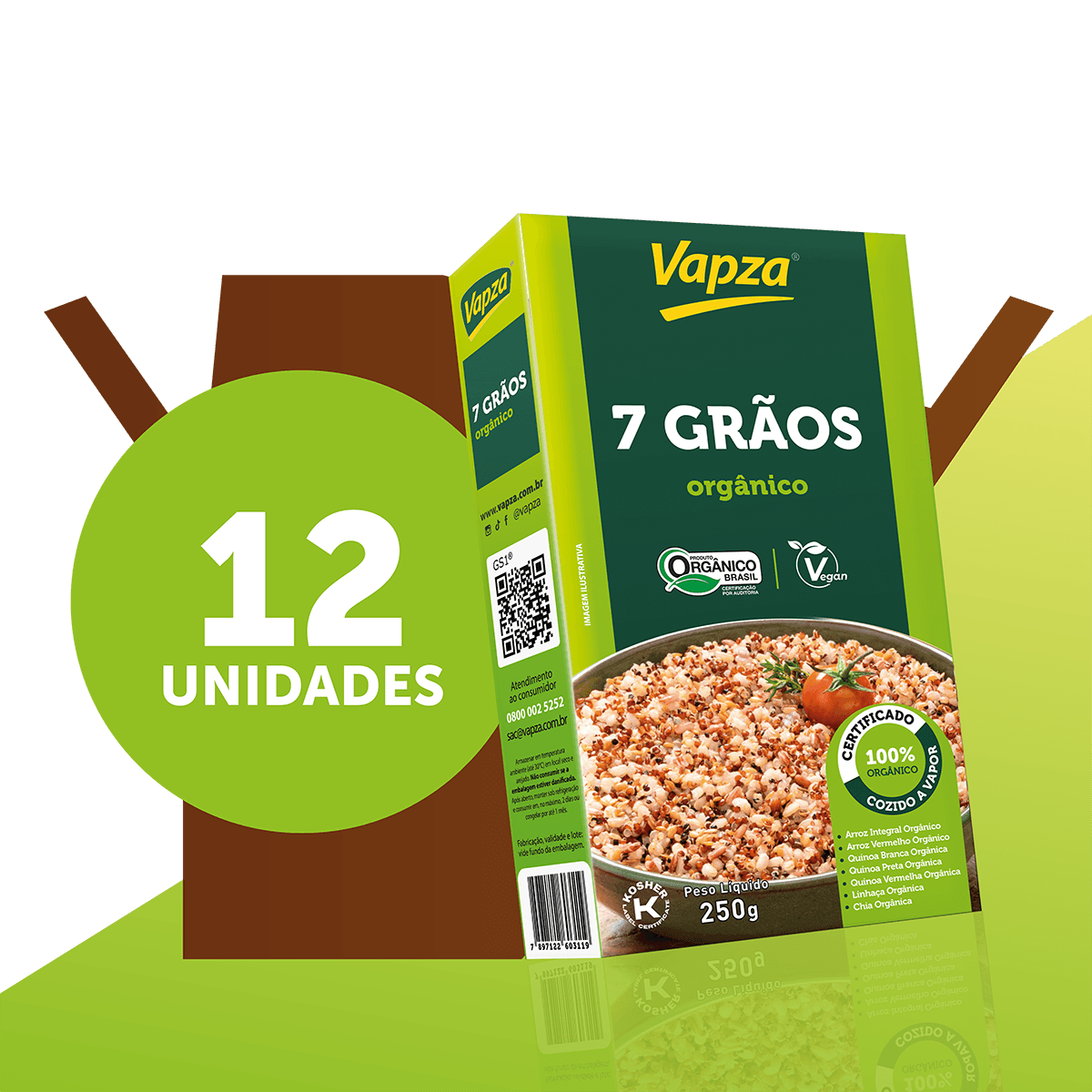 Kit 12 Unidades 7 Grãos Orgânicos 250G Vapza